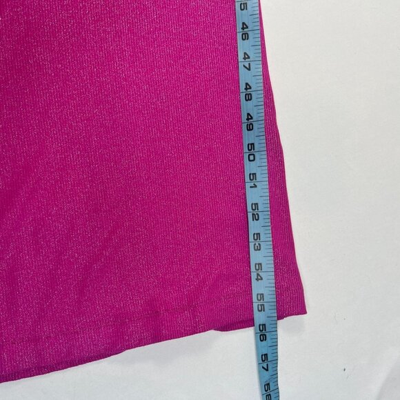 SKIMS Soft Lounge Long Sleeve Ribbed Bodycon Metallic Fuchsia Party Dress Large - Picture 8 of 11
